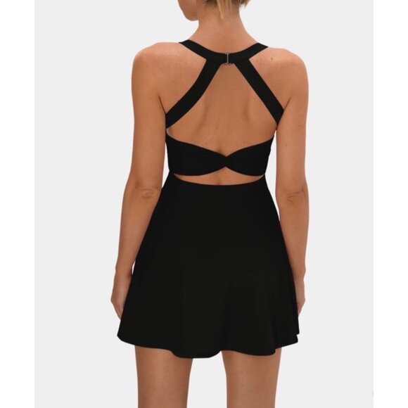 Halara Exercise Dress Sz 3XL Womens Black Backless Cut Out Twisted Side Pocket 2 - Picture 11 of 13